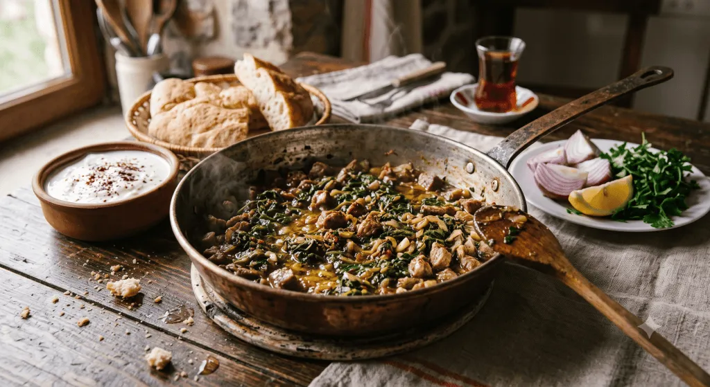 Wild fennel sautéed in olive oil, a regional wild herb dish