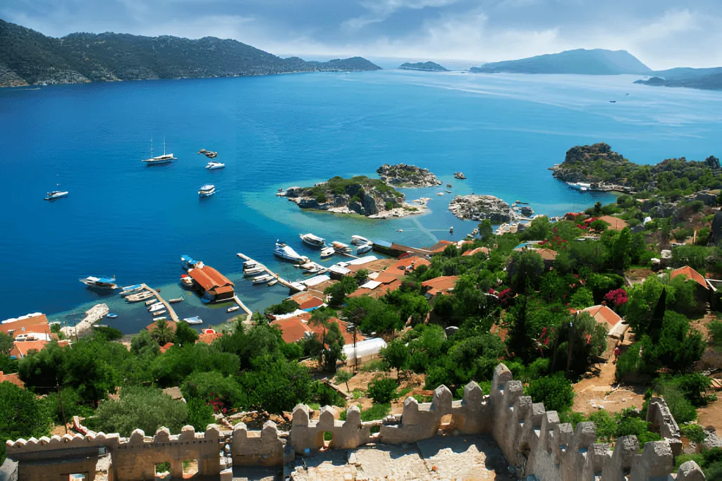 Simena Castle and the stone houses of Kaleköy village